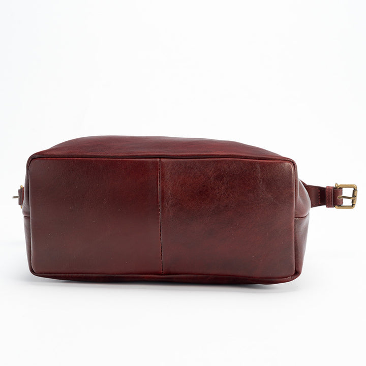 Slouchy Leather Crossbody Bag Washed Full Grain Zip Top Shoulder Bag in Brown