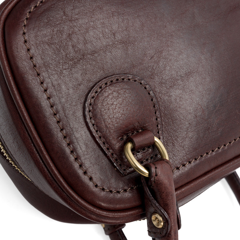 Small Bowling Bag Washed Full Grain Leather Boston Top Handle Bag with Brass Zip