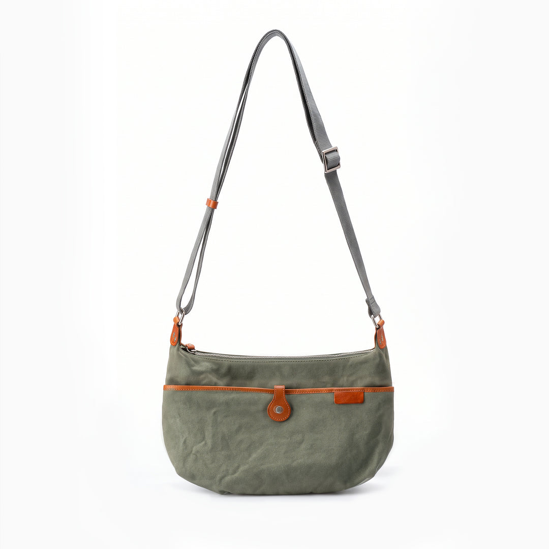 Canvas Leather Hobo Crossbody Bag Casual Crescent Shoulder Bag