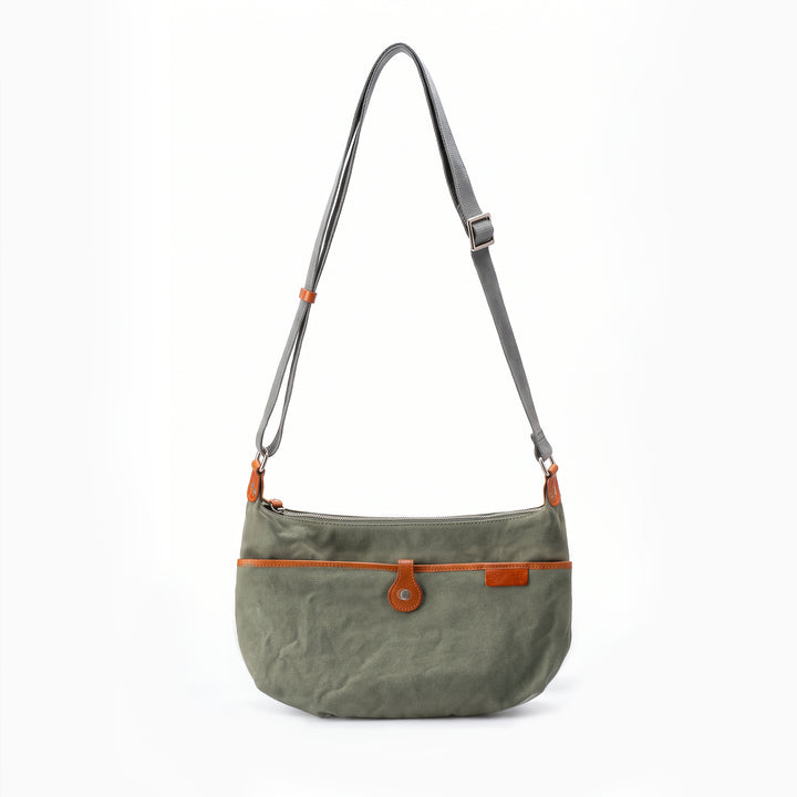Canvas Leather Hobo Crossbody Bag Casual Crescent Shoulder Bag