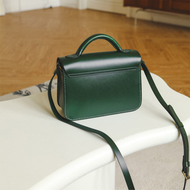 Leather Satchel Crossbody Bag Top Grain Cowhide Shoulder bag with Top Handle
