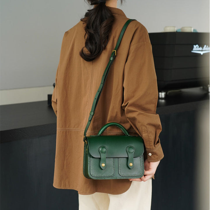 Leather Satchel Crossbody Bag Top Grain Cowhide Shoulder bag with Top Handle