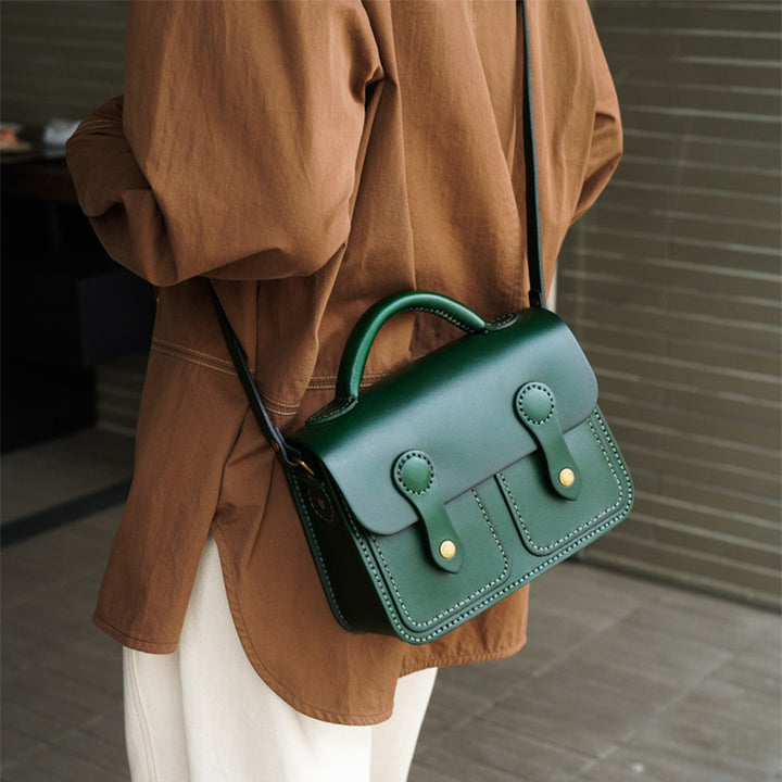 Leather Satchel Crossbody Bag Top Grain Cowhide Shoulder bag with Top Handle