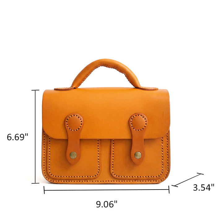 Leather Satchel Crossbody Bag Top Grain Cowhide Shoulder bag with Top Handle