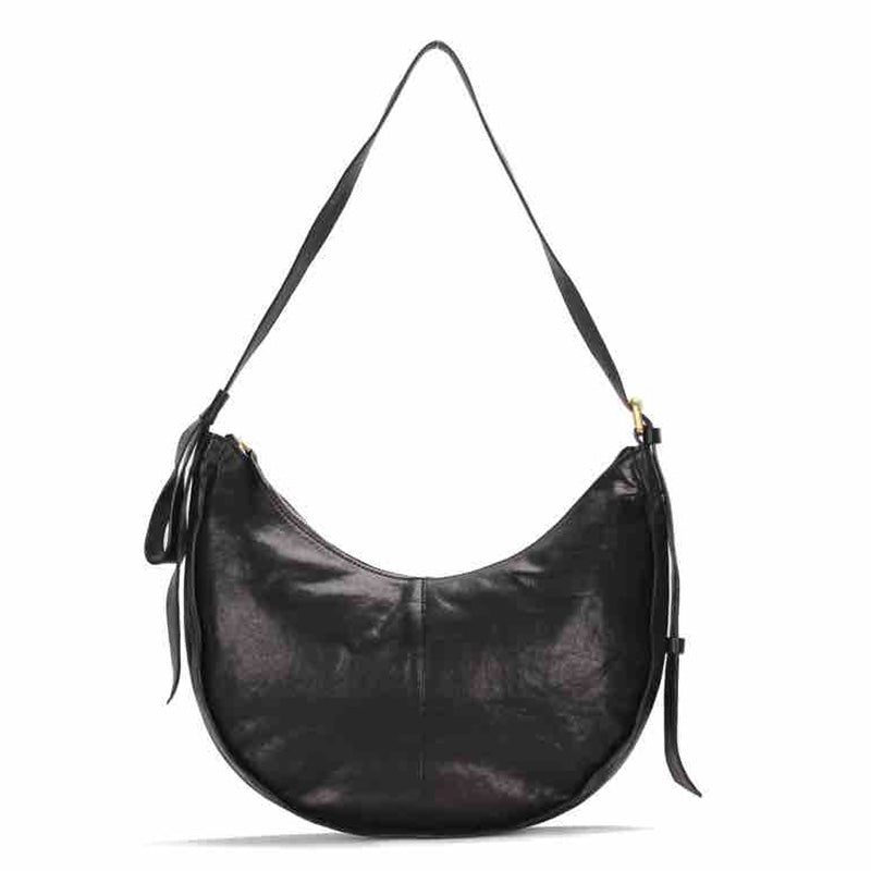 Vegetable Tanned Leather Crescent Hobo Bag Slouchy Shoulder Bag for Women