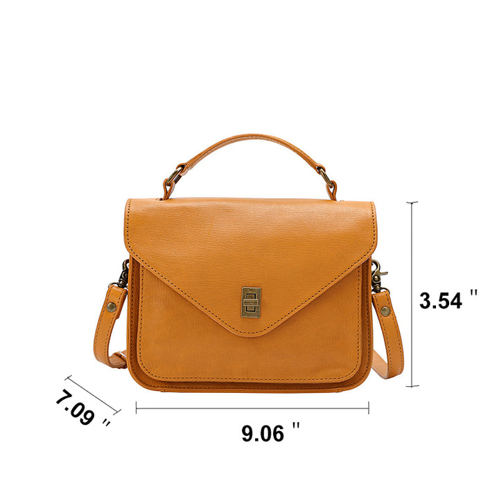 Sac à main bandoulière rétro pour femme, en cuir tanné végétal.