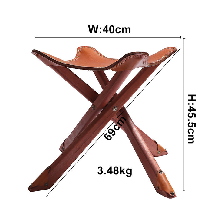 Tabourets décoratifs vintage portables en cuir de vachette pour le camping, la pêche ou le salon