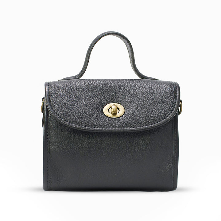 Vintage Vegetable-Tanned Leather Top-Handle Crossbody Mini Satchel Bag