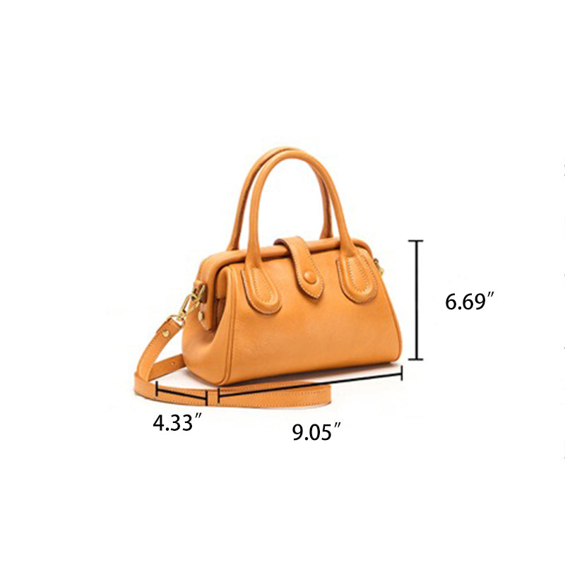 Sac bandoulière femme en cuir tanné végétal, design vintage