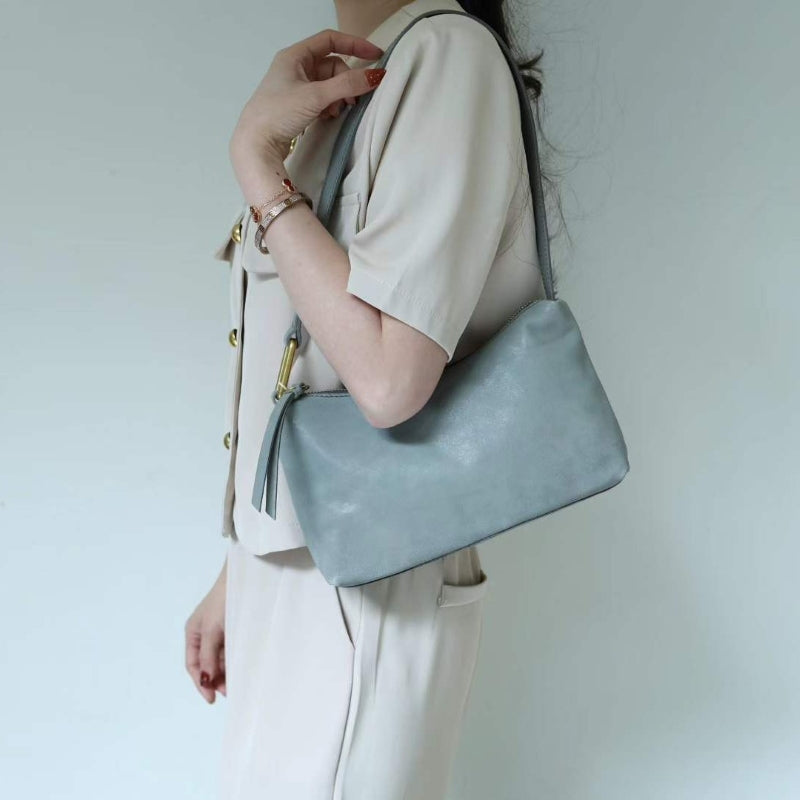Sac bandoulière femme style rétro en cuir tanné végétal