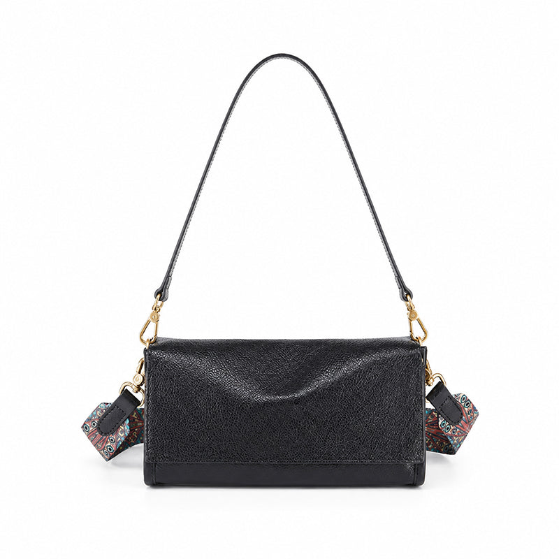 Vegetable Tanned Leather Flap Crossbody Bag with Dual Straps