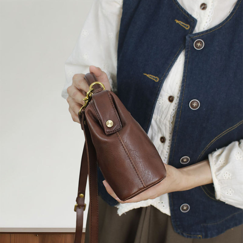 Bolso de médico hecho a mano, de piel italiana, con asa superior, de piel de vaca para mujer
