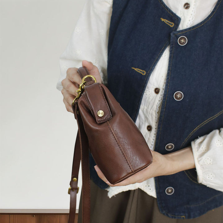 Bolso de médico hecho a mano, de piel italiana, con asa superior, de piel de vaca para mujer