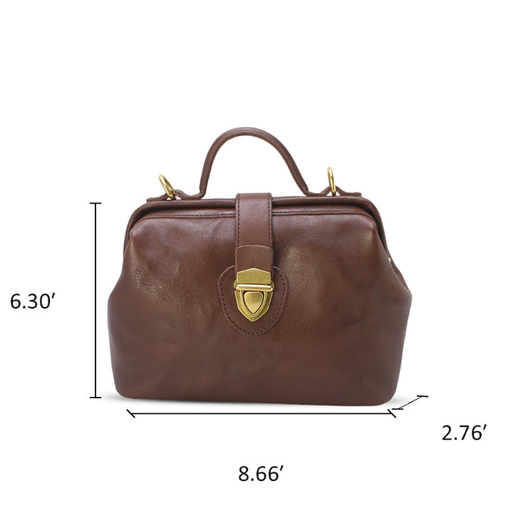 Bolso de médico hecho a mano, de piel italiana, con asa superior, de piel de vaca para mujer