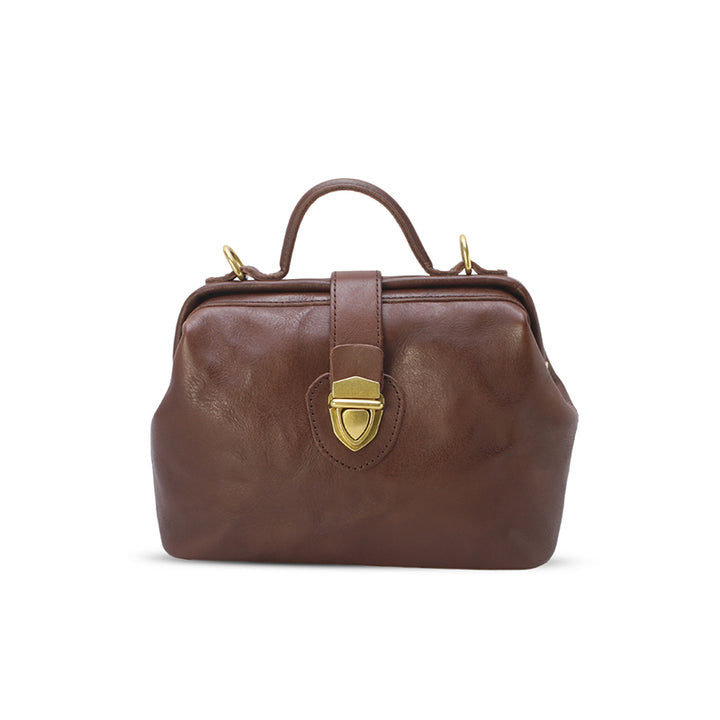 Bolso de médico hecho a mano, de piel italiana, con asa superior, de piel de vaca para mujer