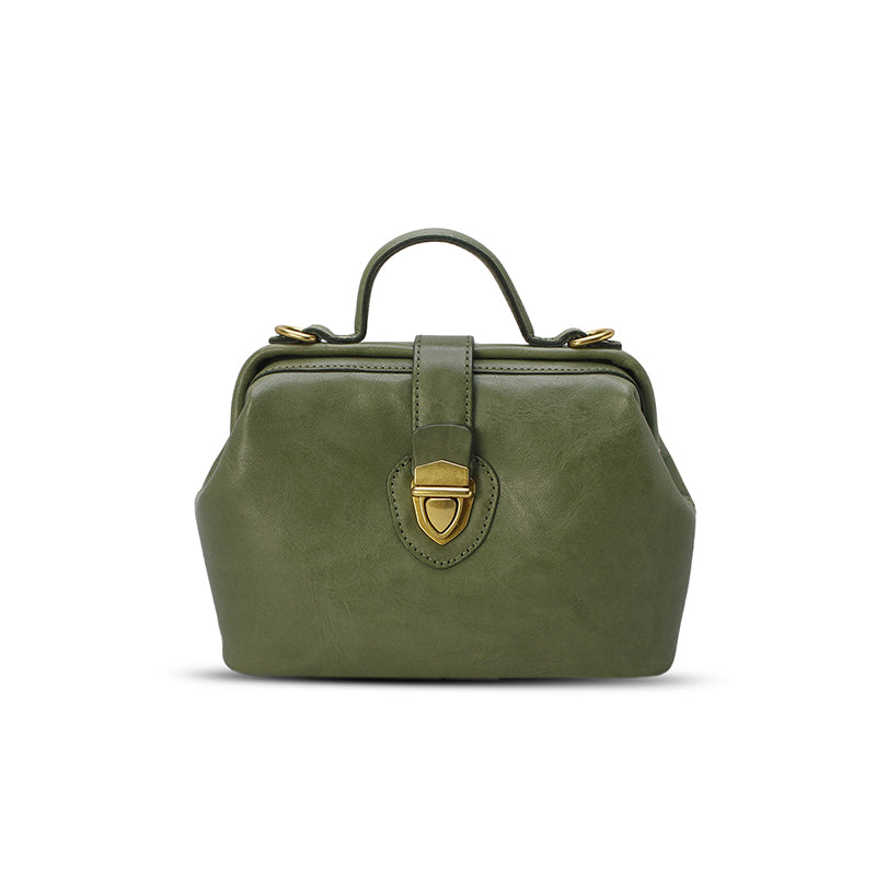 Bolso de médico hecho a mano, de piel italiana, con asa superior, de piel de vaca para mujer