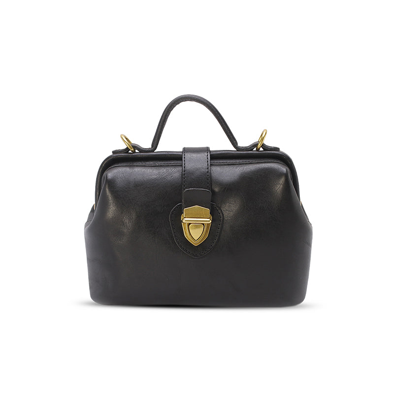 Bolso de médico hecho a mano, de piel italiana, con asa superior, de piel de vaca para mujer