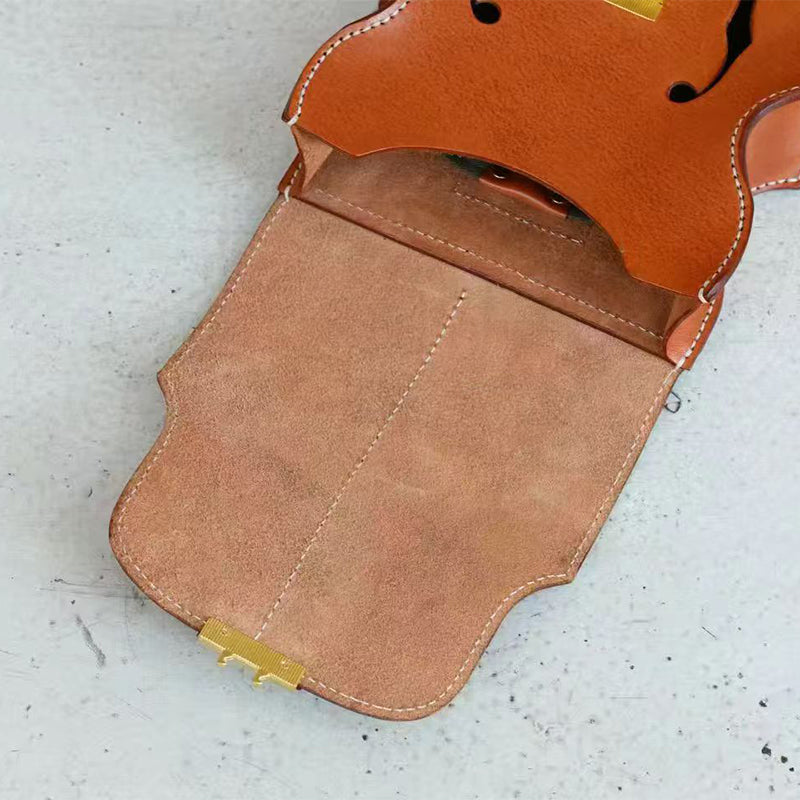 Violin Shaped Leather Backpack for Women Vegetable Tanned Convertible Crossbody Bag