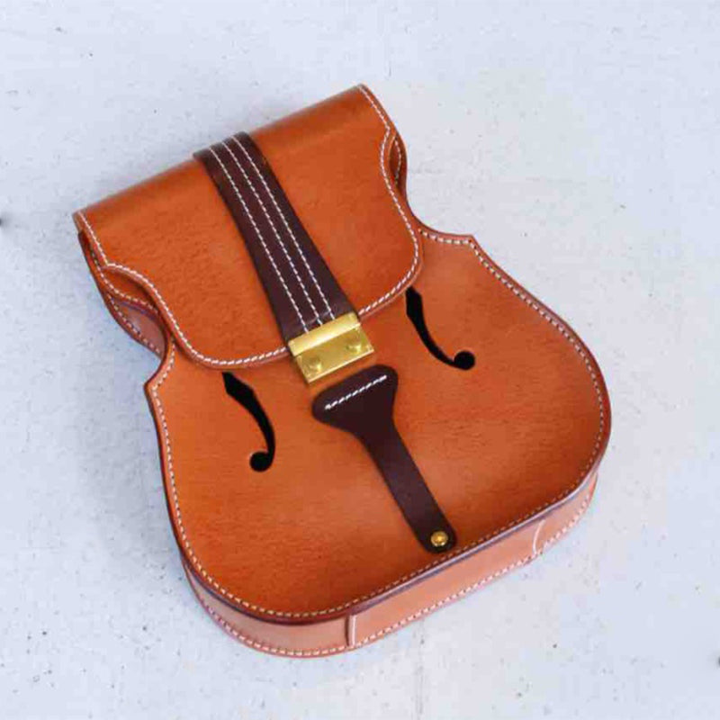 Violin Shaped Leather Backpack for Women Vegetable Tanned Convertible Crossbody Bag