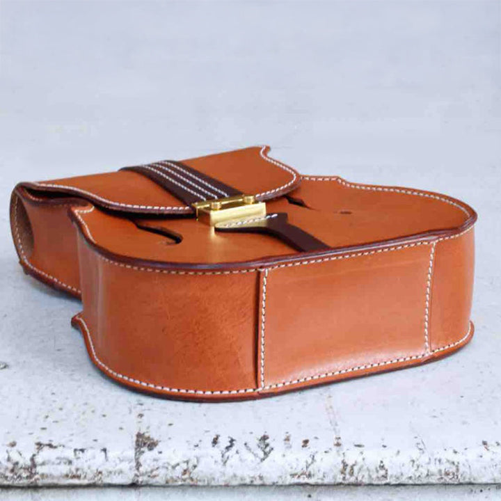 Violin Shaped Leather Backpack for Women Vegetable Tanned Convertible Crossbody Bag