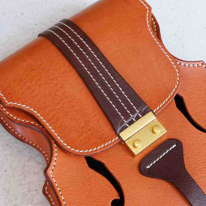Violin Shaped Leather Backpack for Women Vegetable Tanned Convertible Crossbody Bag