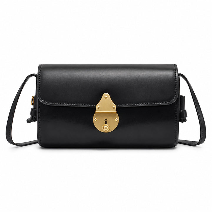 Vintage Small Vegetable Tanned Leather Barrel Bag with Brass Latch