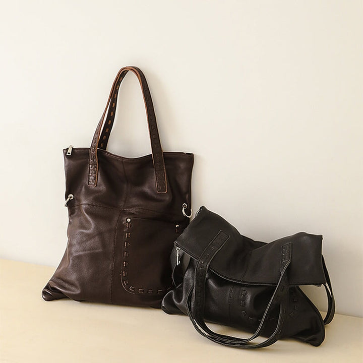 Genuine leather large hobo bags in coffee and black