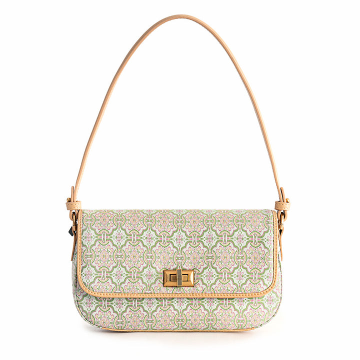 Green Song Brocade Silk Shoulder Bag with Chinese Pattern