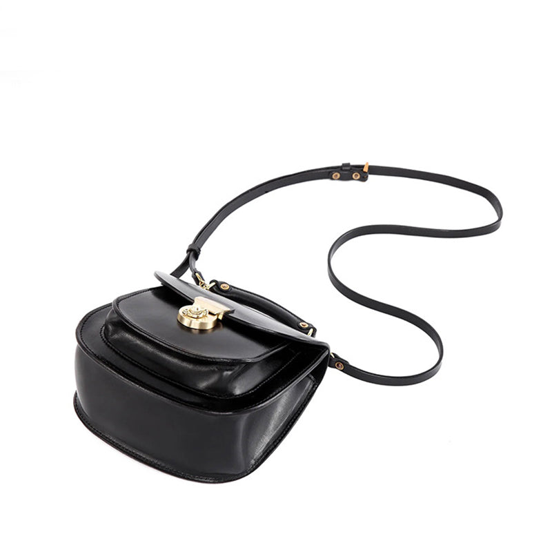 Handmade Full-Grain Leather Crossbody &amp; Top Handle Bag Classic Everyday Satchel in Black/Dark Brown