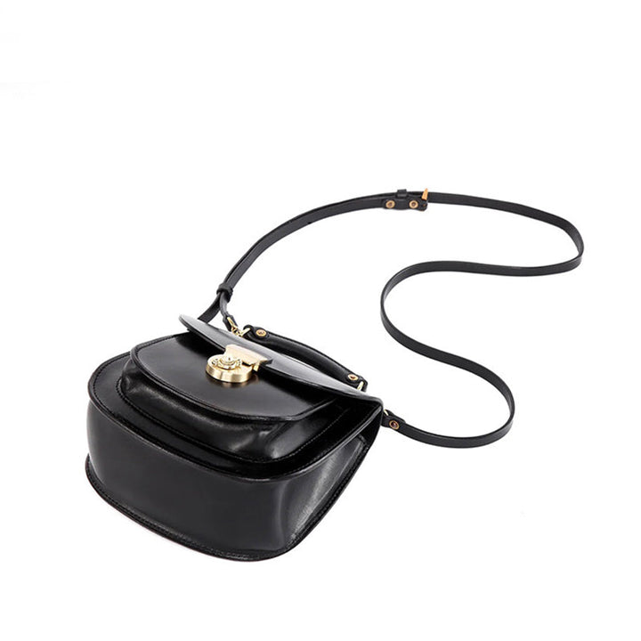 Handmade Full-Grain Leather Crossbody &amp; Top Handle Bag Classic Everyday Satchel in Black/Dark Brown