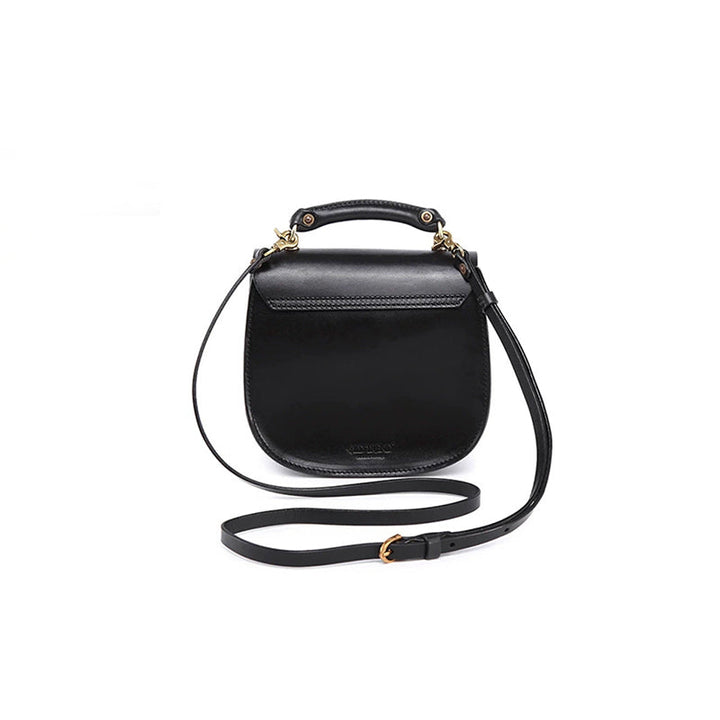 Handmade Full-Grain Leather Crossbody &amp; Top Handle Bag Classic Everyday Satchel in Black/Dark Brown