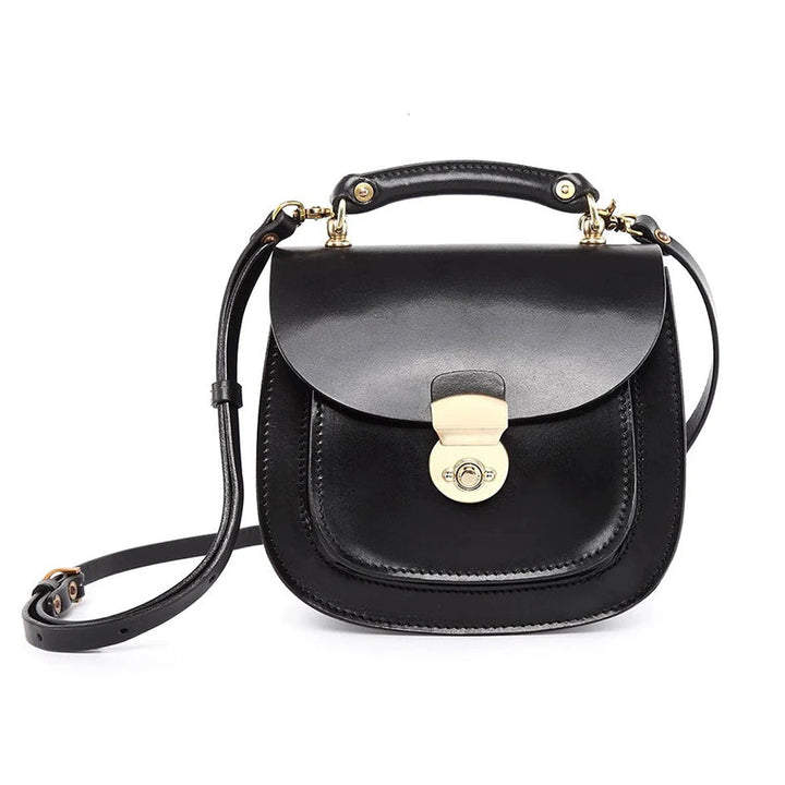 Handmade Full-Grain Leather Crossbody &amp; Top Handle Bag Classic Everyday Satchel in Black/Dark Brown
