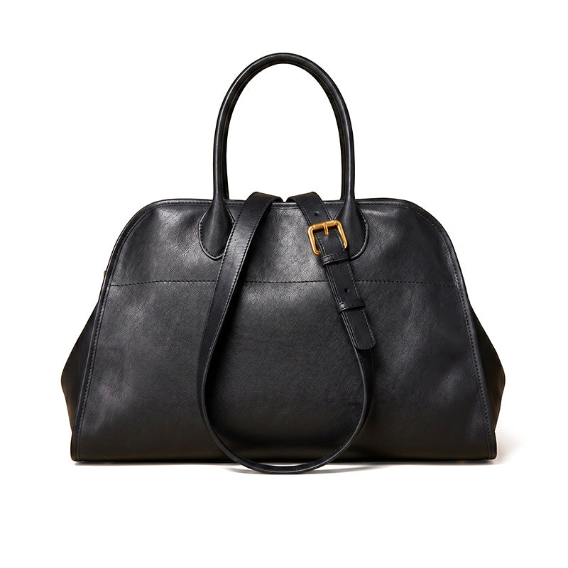 Large vegetable tanned leather duffle bag, weekender travel tote for work