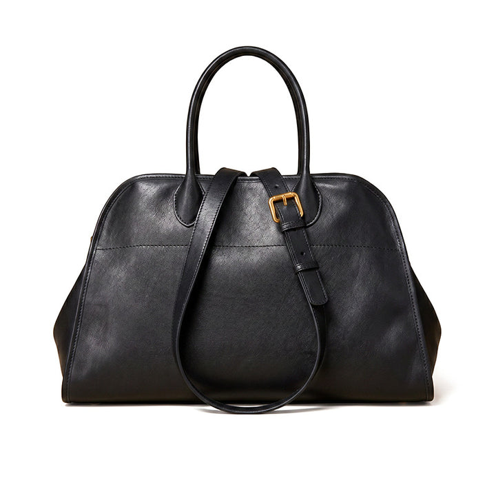 Large vegetable tanned leather duffle bag, weekender travel tote for work